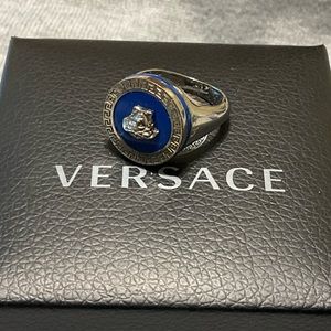 SOLDVersace Medusa blue/ silver ring sz